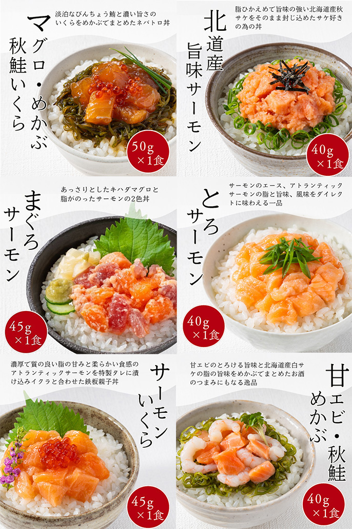 アップ・スウェルの築地わだつみ サーモン丼の具 6種セット【冷凍】を
