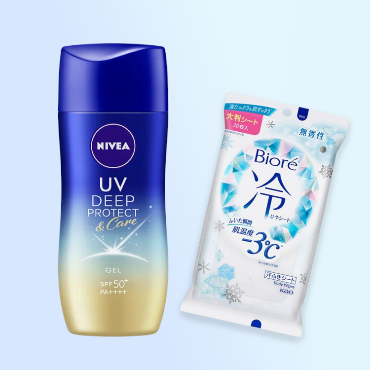 アップ・スウェルのお出かけ肌ケアセット〜ニベアUV＆ビオレ冷シート 
