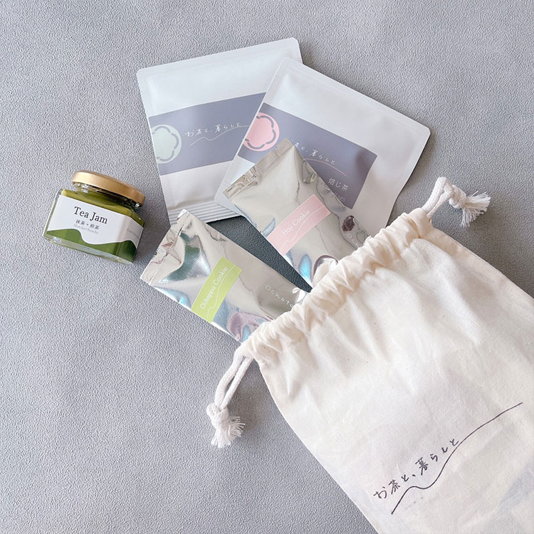 お茶と、暮らしとの【巾着入り】お茶のミルクジャムとクッキー2種  