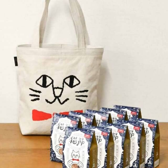 marujoの尾道帆布まるにゃん猫トートバッグ＆猫節10個セットを贈る