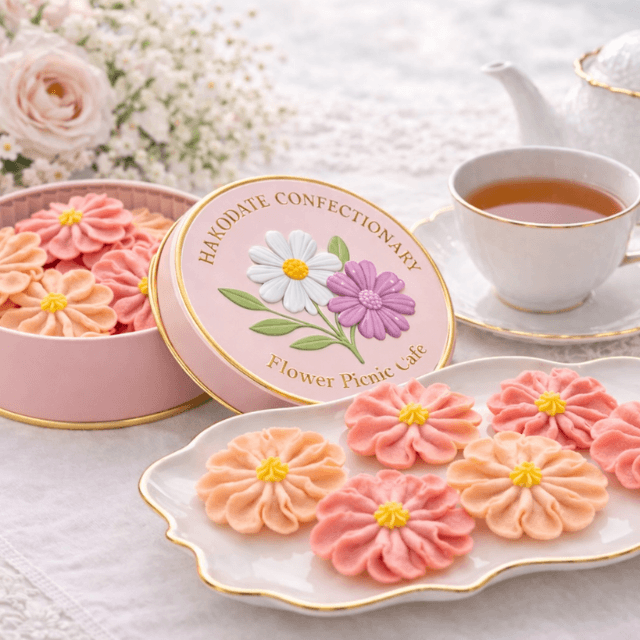 フラワーピクニックカフェのお花のぼうろ/2缶セット【コスモス】を贈る