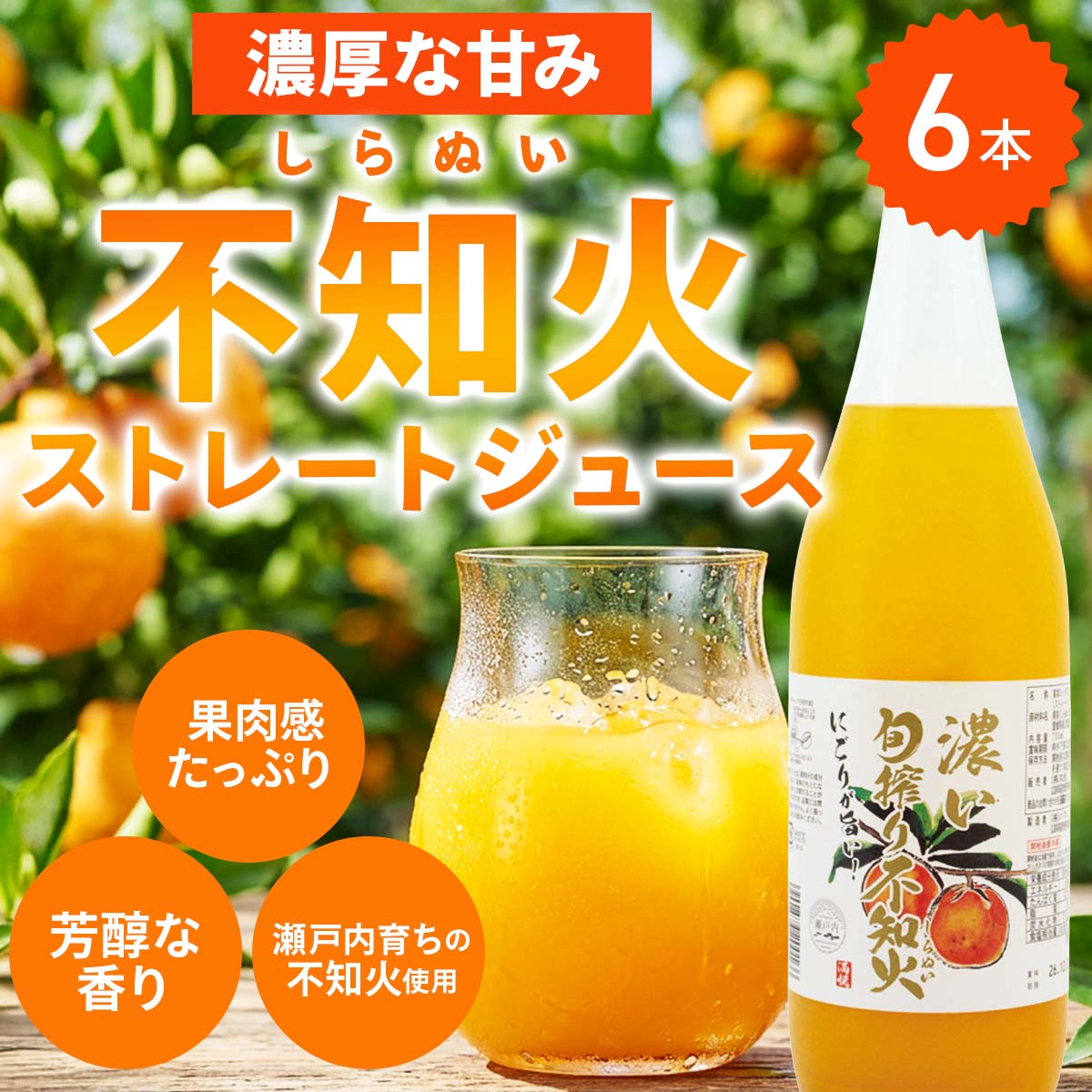 産直お取り寄せNセレクトの果実ミックスジュース 濃い旬搾り不知火 6本